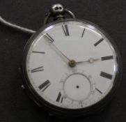 A silver pocket watch, London makers mark DL.