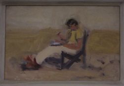 S.. Fiennes (20th Century) Portrait of Prince Charles sat writing Oil on board Signed and dated