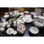 A quantity of decorative china to include Royal Crown Derby tea cups and saucers, Copeland bowls,