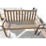 A hardwood garden bench