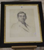 In the manner of Gerald Leslie Brockhurst RA RP RE (1870-1978) Head and shoulders portrait of a