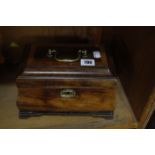 A George III mahogany tea caddy, 25cm wide and a metal inlaid box -2