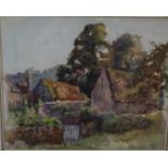 English School (20th Century) Cotswold barns Watercolour 19cm x 23.5cm Best Bid