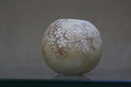 A Thomas Webb glass globular vase, circa 1880, 6.5cm high, acid-etched mark Property of the late