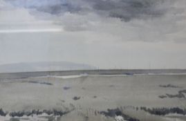 William Dring (1904 - 1990) 'Lymington marsh, winter' Watercolour Signed lower left 23cm x 48cm