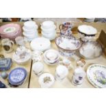 A quantity of decorative ceramics to include Wedgwood Jasperware and Royal Crown Derby