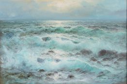 Remo Aldini (b.1943) Waves Oil on canvas Signed lower right 60.5cm x 90cm