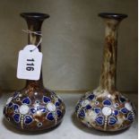 A pair of Royal Doulton vases, incised decoration, marked to base X6225, 17cm high