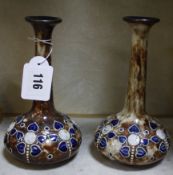 A pair of Royal Doulton vases, incised decoration, marked to base X6225, 17cm high