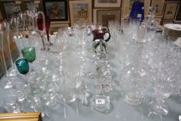 A quantity of assorted glassware to include Edinburgh crystal, coloured glass, paperweights etc