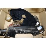 Quantity of collectable items to include a school cricket cap, leather cased compass, presentation