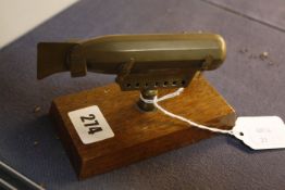[Militaria] - A Trench Art Cast Brass Desk Model of an Imperial German Zeppelin, multi-part soldered