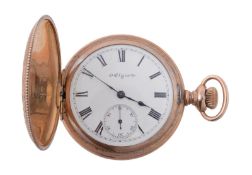 Elgin National Watch Company, a hunting cased keyless lever watch, USA, circa 1920, gilt 7 jewel