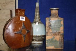 A Collection of Studio Art Pottery, 20th century including a brown glazed moon-flask -4