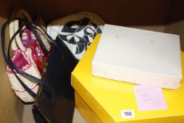A quantity of hats, bags and accessories, loose and in hat boxes