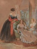 Franz Alt (1821-1914) Three ladies in an interior Watercolour 13.5cm x 10.5cm