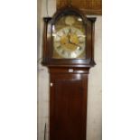 An oak two-train eight-day longcase clock, the arched brass dial inscribed 'Gilbt. Bannerman Banff',