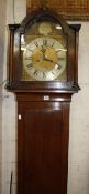 An oak two-train eight-day longcase clock, the arched brass dial inscribed 'Gilbt. Bannerman Banff',