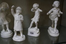 Royal Worcester style porcelain figures of children, the says of the week after Freda Doughty -8