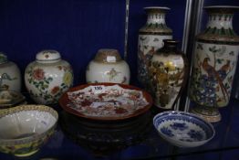 A quantity of Oriental ceramics, various ginger jars, a pair of vases. bowls etc