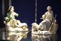 A pair of Meissen style figures, shepherd and shepherdess -2