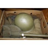 [Militaria] - A WW2 U.S. M1 Steel Helmet, complete with liner (distressed); together with a Second