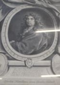 A framed and glazed print 'Offerebat Humillimus seruus Gerardus Edelinck', 51cm x 39cm