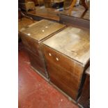 Two Georgian oak tea chests, each lined with detachable lid