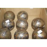 Eight early 20th Century petanque balls