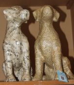 Two decorative moulded paper figures of dogs, 30cm high approx. Best Bid