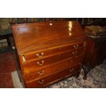 An Edwardian mahogany fall front bureau with three graduated drawers 117cm wide Best Bid