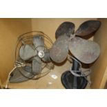 (Sold As Parts) A 1930's Art Deco Electric Oscillating Desk Fan, black finish with 8in gold