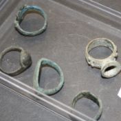 Five Iron Age, Roman and Amlash Bronze Finger Rings, various