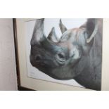 Matthew Hillier (20th Century) Rhino head Artists proof dated 1985 36cm x 47cm Best Bid