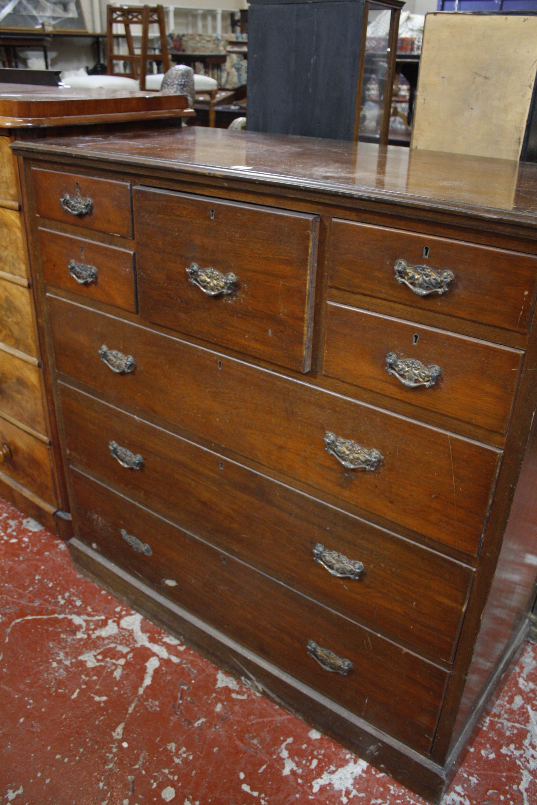 A 19th century chest of five short and three long drawers 122cm wide