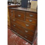 A 19th century chest of five short and three long drawers 122cm wide