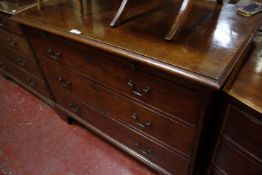 A Victorian mahogany chest, the rectangular moulded top above a brushing slide, and three