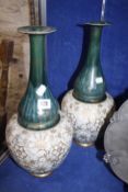 A pair of Doulton Lambeth vases, floral decorated, 42cm high (a.f.) Best Bid