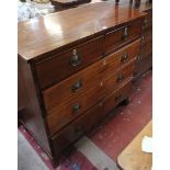 An early 19th century mahogany chest with two short and three long drawers on splayed feet 112cm