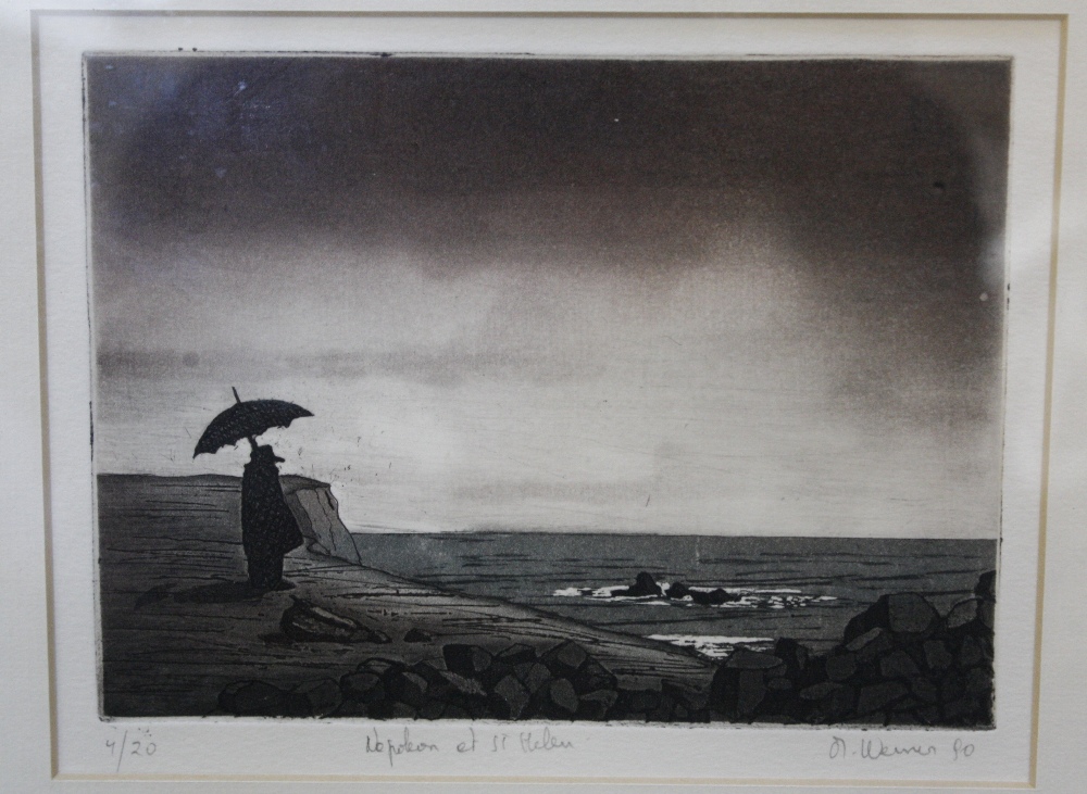 Max Werner (Belgium Late 20th Century) 'Napoleon at St. Helens' Etching Signed in pencil to the