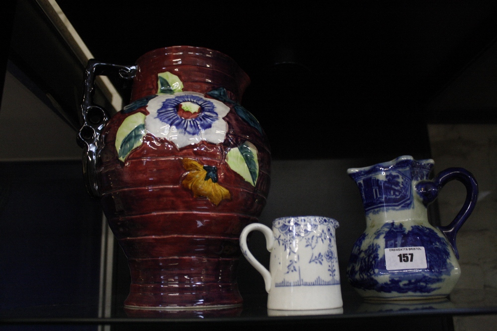 A pair of Staffordshire sheep spill vases, a Beswick 'Chaffinch', a Royal Cauldron jug, quantity