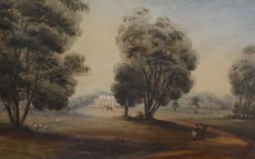 M.S Norton (19th Century) A country house Watercolour Signed lower left ad dated 1846 27cm x 42cm