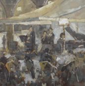 Michael Ewart (Contemporary) 'Evening music at Florian's cafe, Venice' Oil on board Signed lower