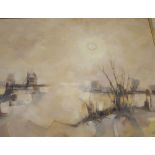 Dent (?) (20th Century) A river landscape Oil on canvas Signed lower right 49.5cm x 60cm Best Bid