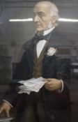 An oleograph of a half length portrait of William Ewart Gladstone, 75cm x 50cm