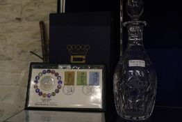 A Webb Corbett crystal decanter inscribed 'County Cricket Champions' with box and 'The County