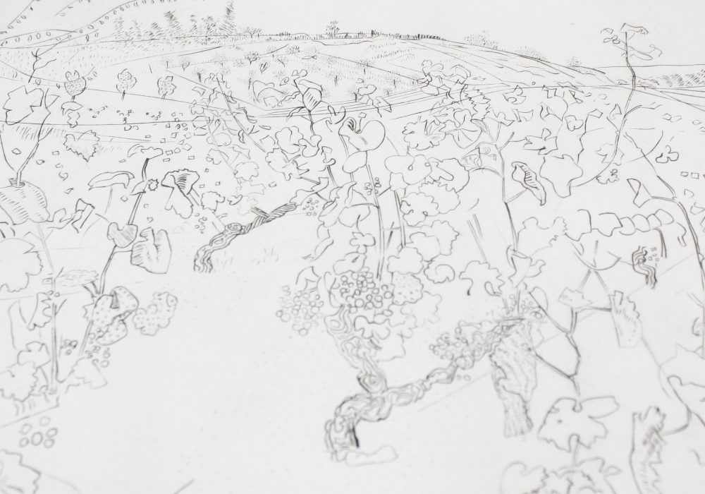 Anthony Gross (British, 1905-1984) 'Leo's Vineyard' Etching no. 38/50 Signed in pencil to the margin