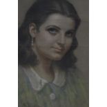 Tom Whitehead (1886-1959) Portrait of a Girl Pastel Signed lower right and dated 1939 41cm x 27cm