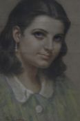 Tom Whitehead (1886-1959) Portrait of a Girl Pastel Signed lower right and dated 1939 41cm x 27cm