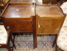 A mixed lot to include a firescreen, with a bedside cupboard, a bedside cupboard inlay marquetry and